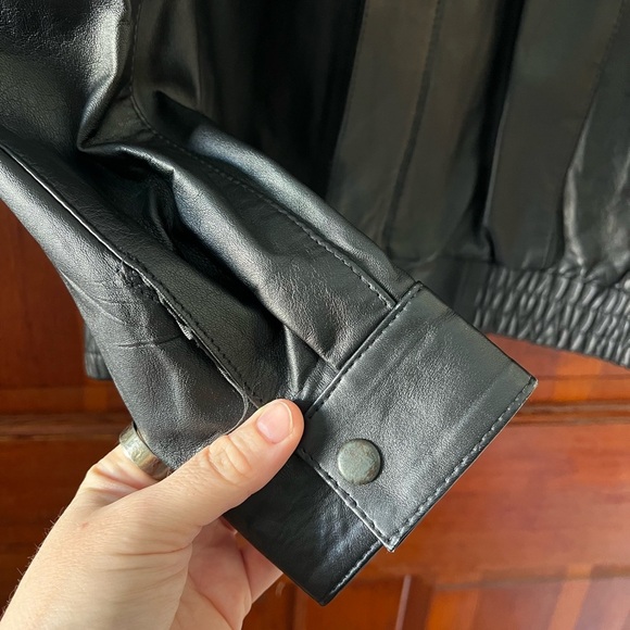 Evan-Picone Genuine Leather Jacket Black Bomber Moto Style Size 38 Medium Large - Picture 4 of 10